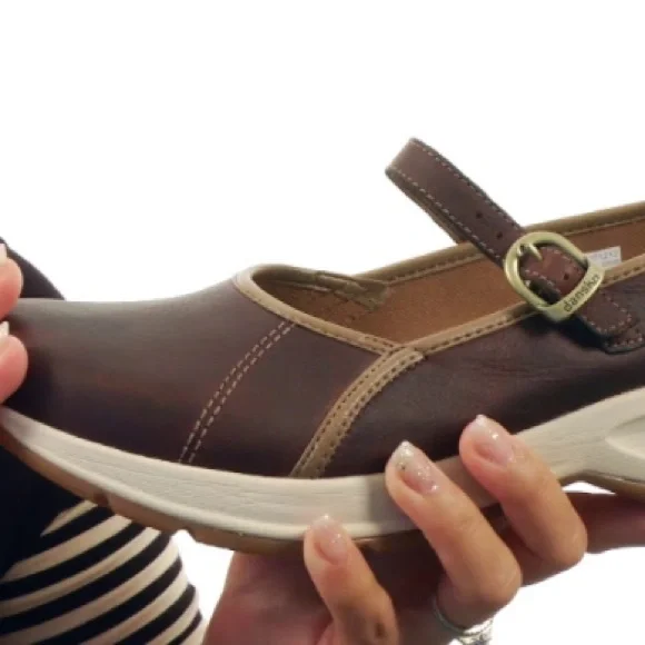 Dansko Steffi Brown Distressed Leather Mary Janes - Picture 2 of 16